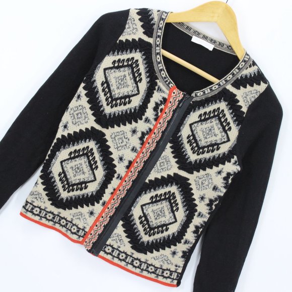 Vintage Promod Cardigan Sweater Women's Black Asymmetrical Long Sleeve Small S - Picture 2 of 8